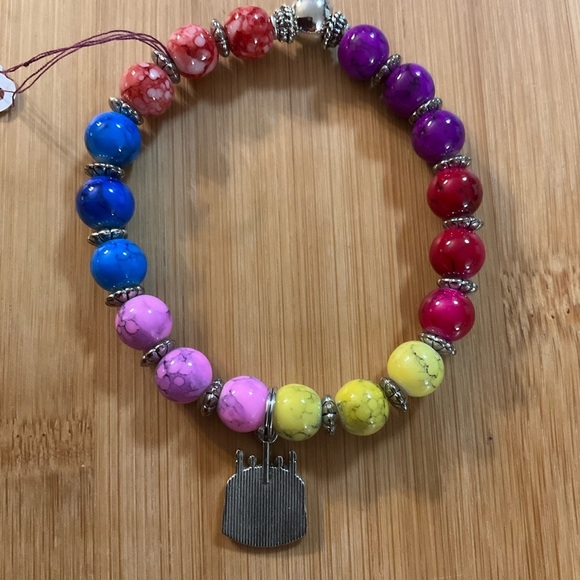 Hand Crafted Charm Bracelet Happy Birthday Pink Blue Yellow Red Amethyst Silver - Picture 6 of 7